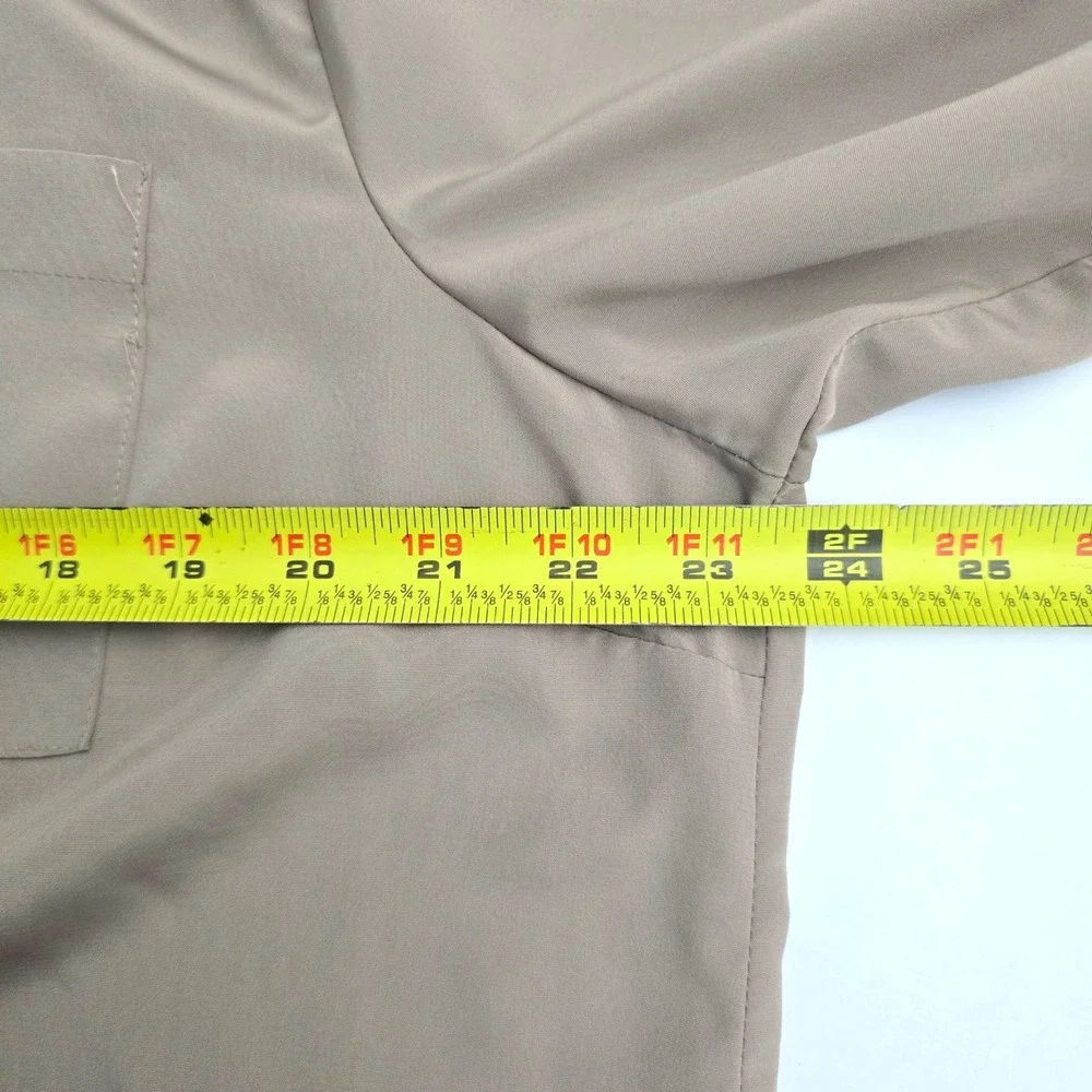 Elementz‎ Button Front Roll Tab Long Sleeve Light Brown Women Shirt XL